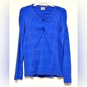 ATHLETA Fast Track 1/4 Zip Long Sleeve Shirt Top Blouse Athletic Blue